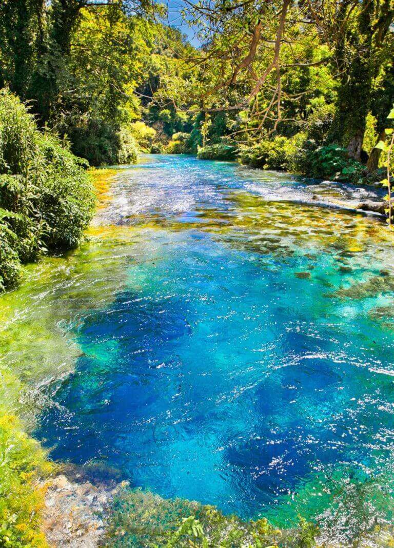 The deep blue Blue Eye spring near Saranda in southern Albania, seen on a Ksamil, Saranda and Blue Eye day trip