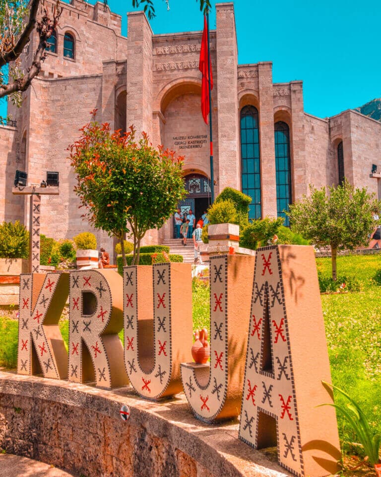 Kruja castle and Ottoman bazaar town on a hilltop near Tirana