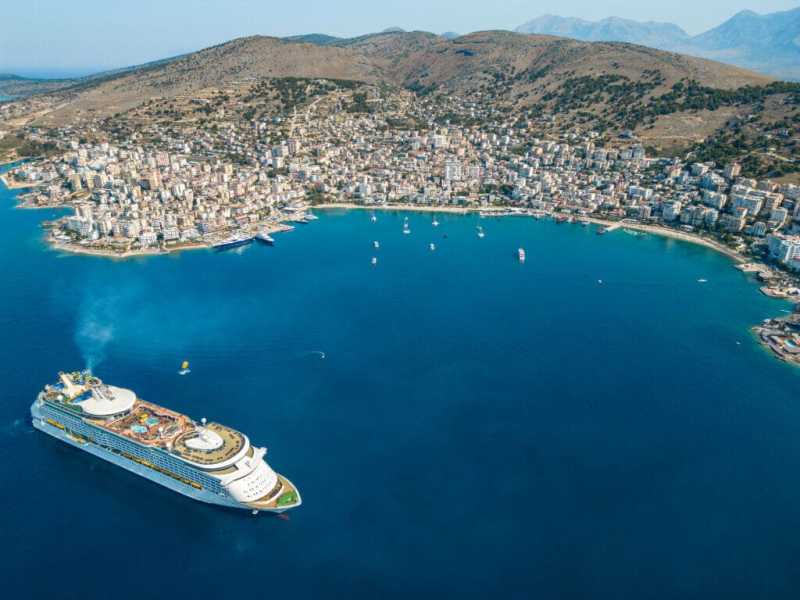 The Saranda seafront on the Ionian coast, a stop on the Ksamil, Saranda and Blue Eye day trip from Tirana
