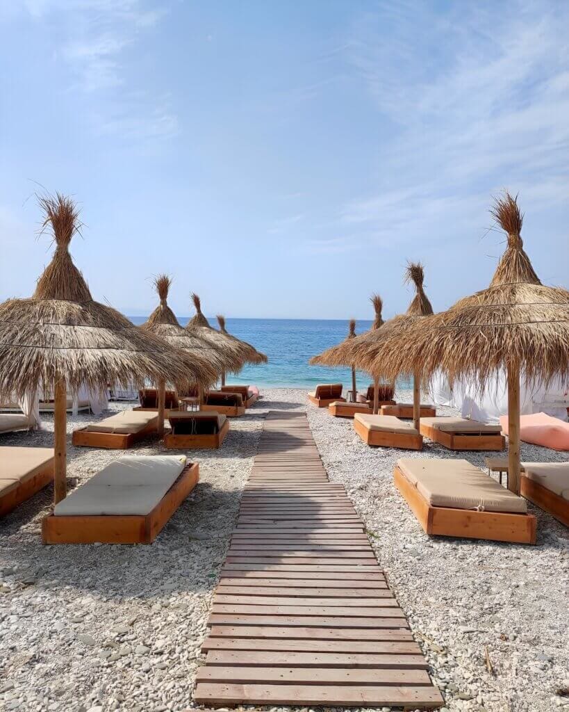 Borsh beach on the Albanian Riviera, pebbles and clear water