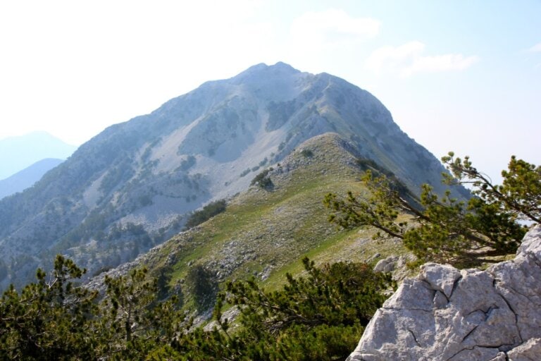 Maja e Çikës, the highest peak of the Ceraunian Mountains, seen from the Qorres trail