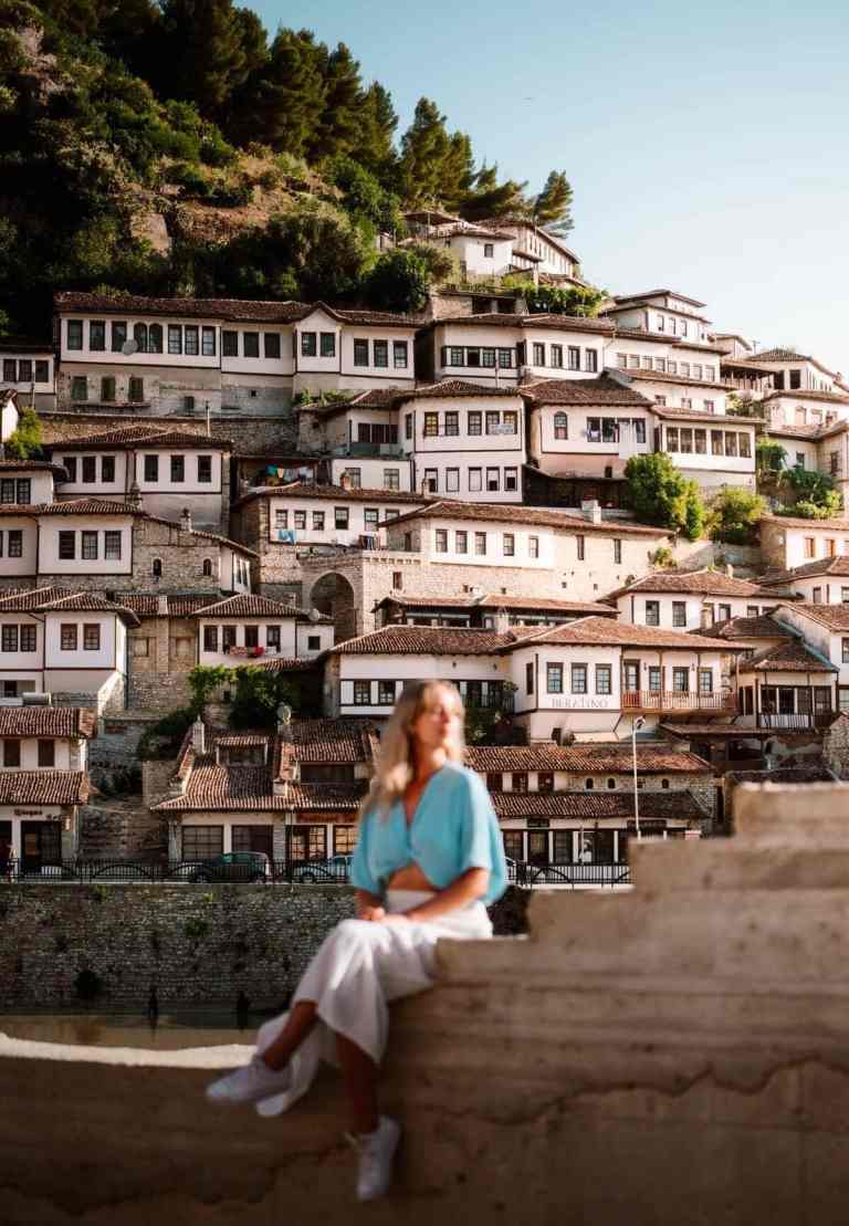 The white Ottoman houses of Berat stacked up the hillside, the town of a thousand windows