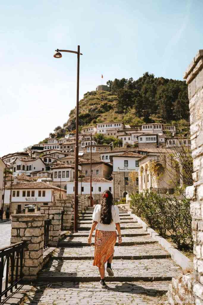 Berat old town stone houses, a UNESCO World Heritage city in Albania