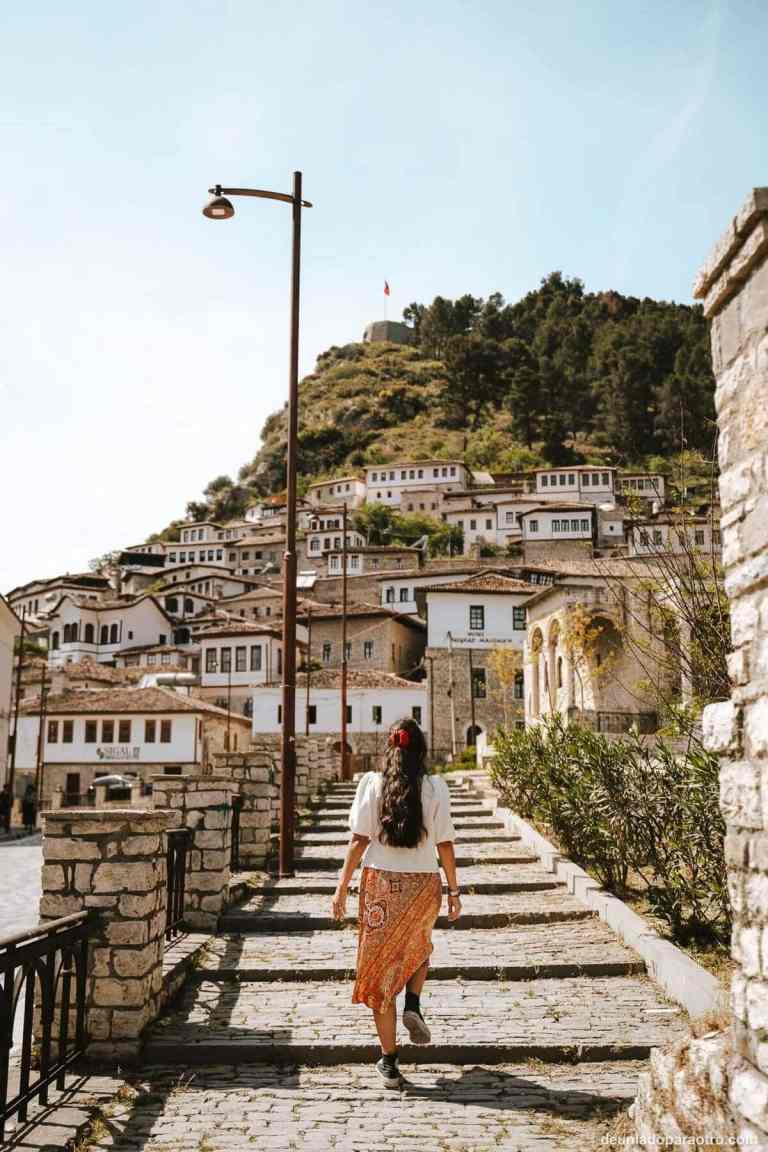 Berat old town stone houses, a UNESCO World Heritage city in Albania