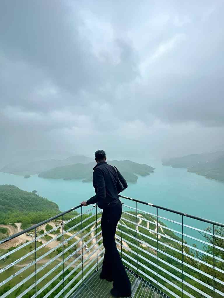 Mountain lake viewpoint in the Albanian highlands