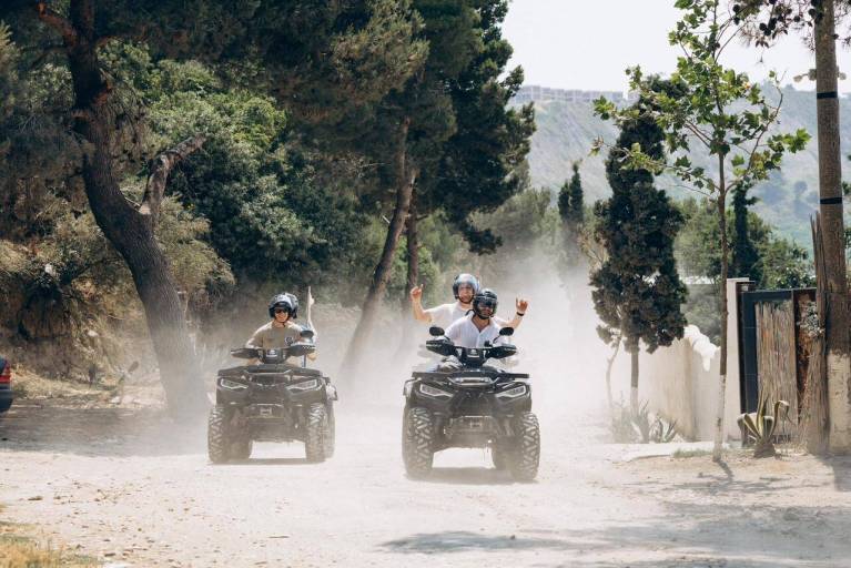 Quad bike on a coastal trail at Cape of Rodon near Durrës