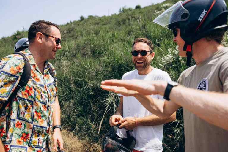 A guide giving riders a safety briefing before the Cape of Rodon ATV tour