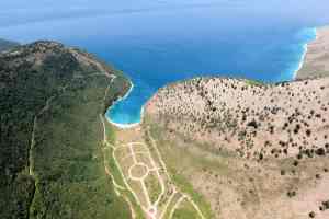 Luxury travel in Albania: a hidden beach on the Saranda coast from above