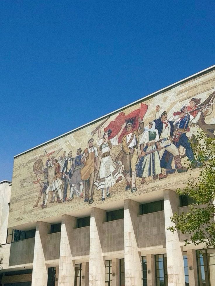 Mosaic on the National History Museum facade on Skanderbeg Square, Tirana, visited on the Tirana city walk
