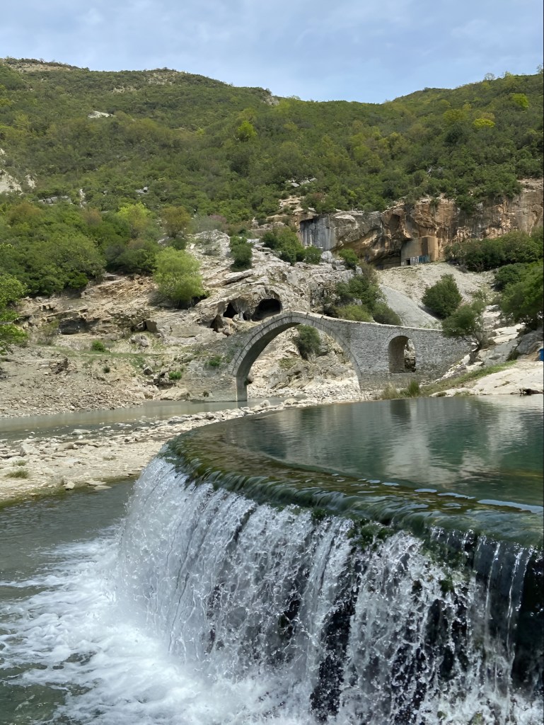 Katiu Ottoman bridge and the Benja thermal pools near Permet, southern Albania