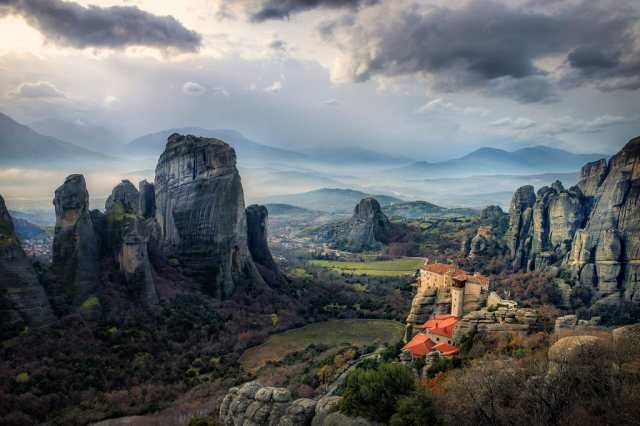 Clifftop monasteries at Meteora, Greece